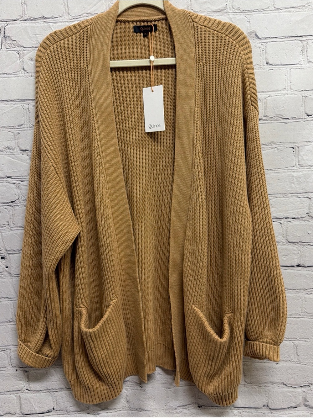 Quince 100% Organic Cotton Oversized Cardigan Camel  NWT